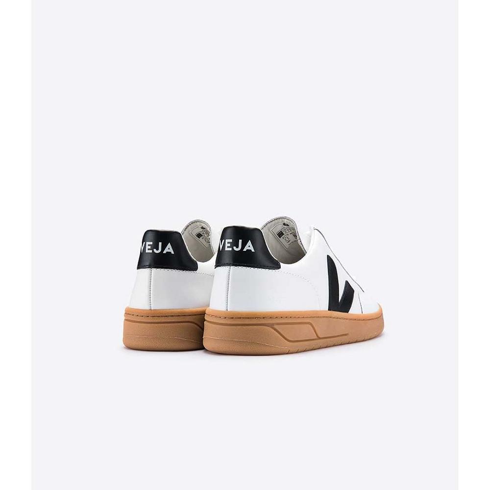 Veja V-12 LEATHER Tornacipő Női White/Black/Beige | HU 670LIS